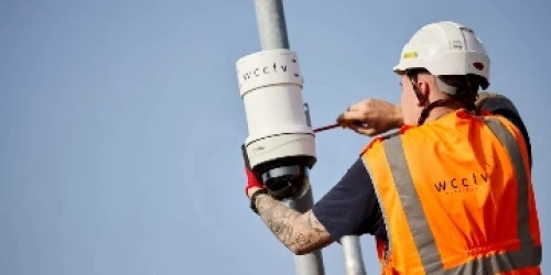 Engineer Installs WCCTV Camera - Wide Thumb