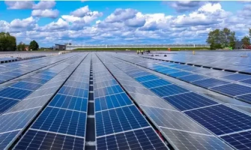 Blog Wide Solar panels being installed as part of a solar farm project