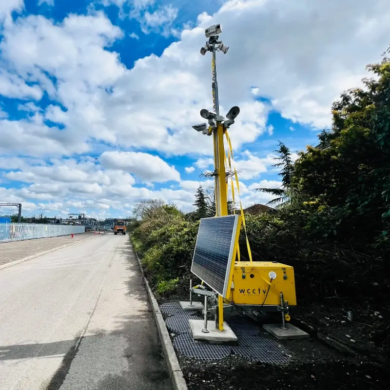 CCTV tower on the side of a road looking for fly-tippers