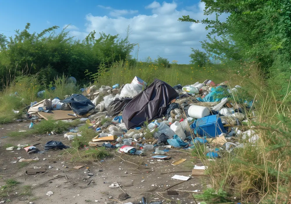 Blog header of fly-tipping on a field or layby