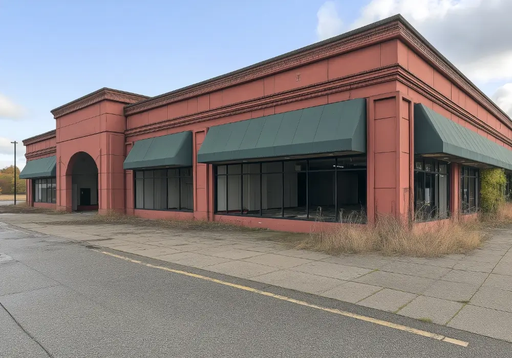 Blog header of vacant retail building